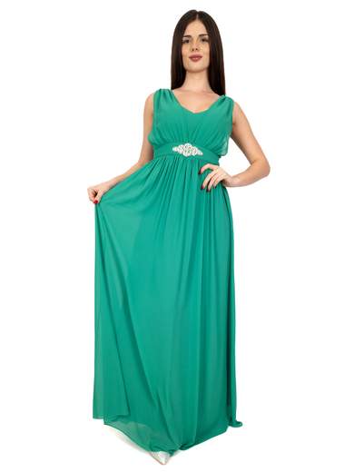 Abito Lungo Cerimonia Donna Stile Impero con Strass