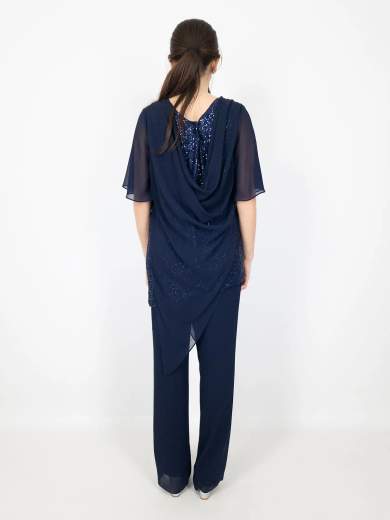 Completo elegante curvy con casacca, pantalone e stola da cerimonia