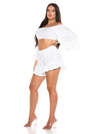 KOUCLA Completo Coordinato Top e Shorts con Volant 0000SET62108