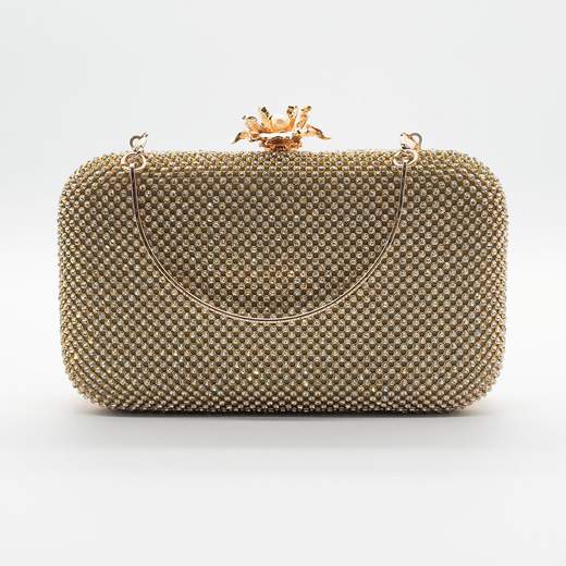 MICHELLE MOON Pochette Oro da Cerimonia con Strass e Dettagli in Metallo Dorato Z8119-ORO