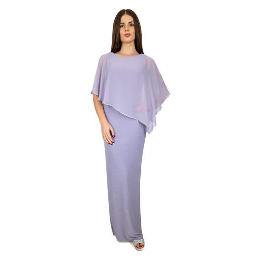 Abito Lungo Cerimonia Elegante Glitterato con Mantella