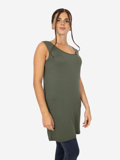 STRABELLO Women's long curvy tank top in stretch viscose – Basic model CAN-08