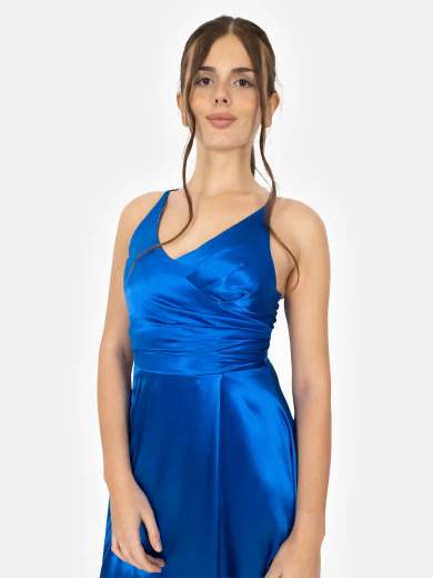 STRABELLO CERIMONIA Abito lungo da cerimonia in raso con spacco a portafoglio A29699-4396-ODESSA