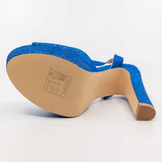 Sandali Blu Elettrico Eleganti Da Cerimonia Glitterati Con Plateau