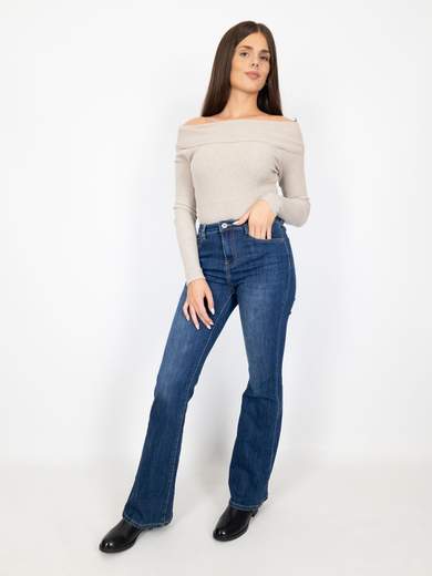 Jeans A Zampa Donna Vita Alta Bootcut Elasticizzati Economici