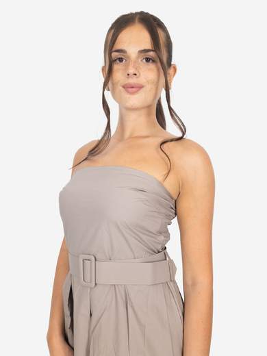 Women's cotton summer dress with belt – Strapless