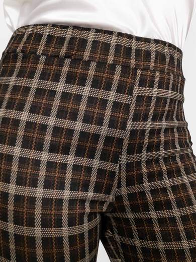 PERLA Pantaloni Scozzesi Donna Vita Alta Con Elastico A Sigaretta