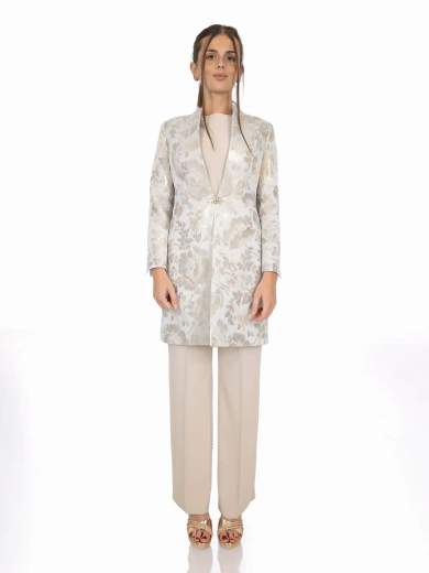 Peg Moda Completo elegante 3 pezzi con soprabito damascato 606-27-71