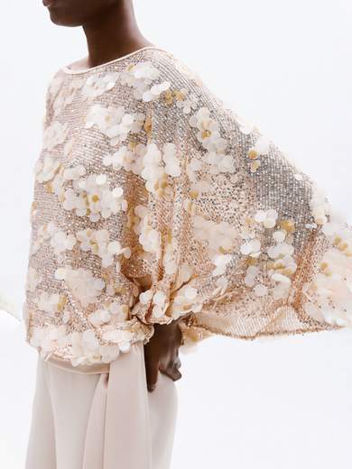 Completo Donna Blusa con Paillettes e Pantalone Flare in Cady