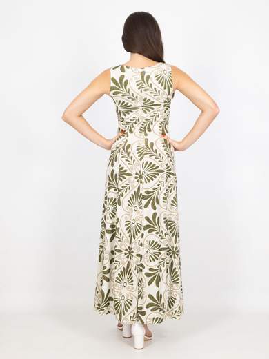 Bucle Vestito Lungo Donna Da Giorno A Fantasia Casual Elasticizzato