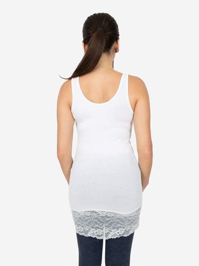 Canotta Donna Lunga Con Pizzo In Fondo Basic Per Leggings Slim Fit