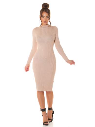 KOUCLA Abito Midi In Maglia A Costine Con Scollatura Sulla Schiena