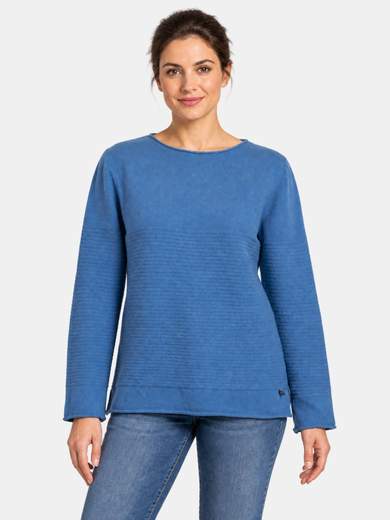 Textured viscose blend crew neck top