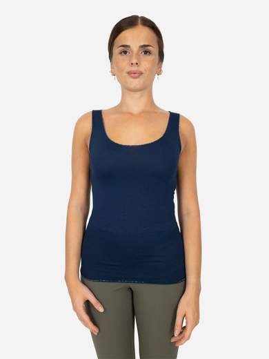 Women’s Slim Fit Viscose Tank Top with Lurex Trim – One Size