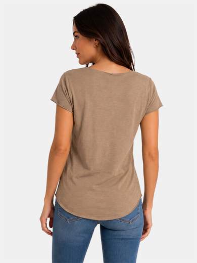 T-shirt Basica Donna in Cotone a Taglio Vivo