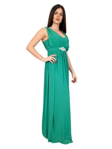 Abito Lungo Cerimonia Donna Stile Impero con Strass