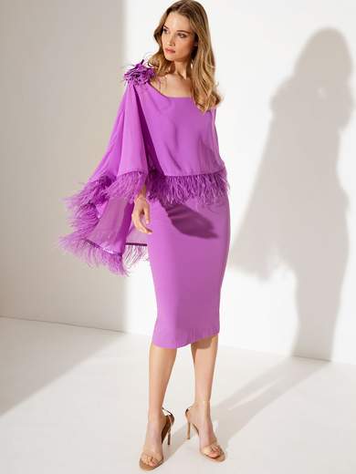 ALLURE Tubino Cerimonia Elegante Corto Signora Taglie Comode Girocollo