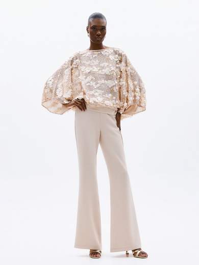 ALLURE Completo Donna Cerimonia Blusa Pipistrello con Pantalone Flare in Cady A4856