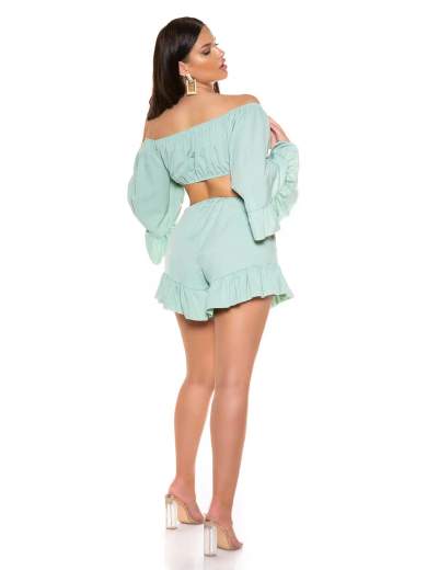 KOUCLA Completo Coordinato Top e Shorts con Volant 0000SET62108