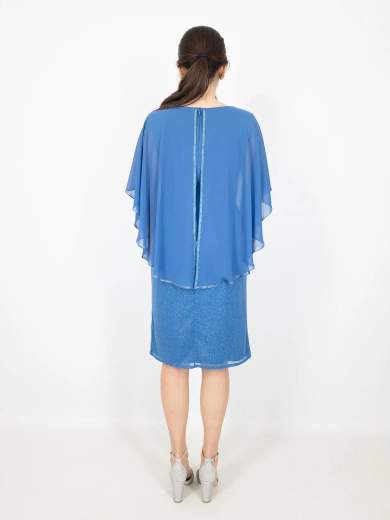 Sologioie Curvy Abito da cerimonia corto curvy con mantella in chiffon YSE990TU4376