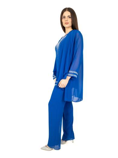 Completo Pantalone Elegante Donna Cerimonia Taglie Forti 3 pezzi