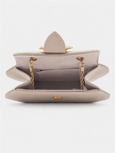 Elegant Beige Ceremony Clutch Bag with Jewel Buckle