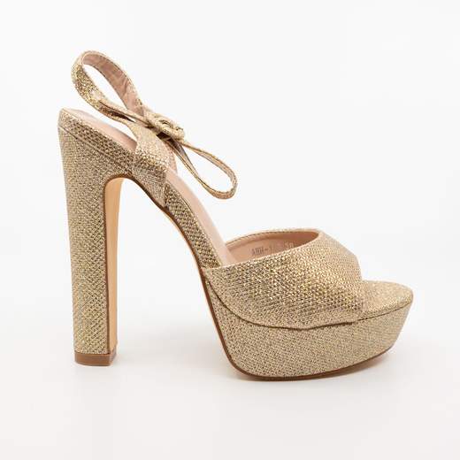 CHIARA FOSCARI Sandali Beige Eleganti Cerimonia Glitterati Tacco Largo E Plateau AHH-136-BEIGE