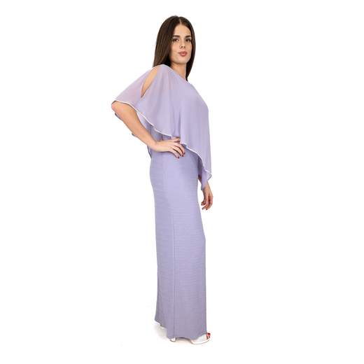 Abito Lungo Cerimonia Elegante Glitterato con Mantella