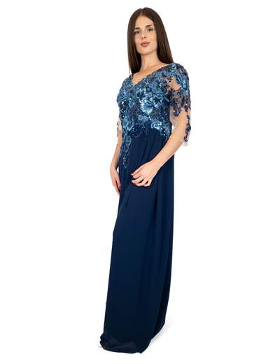 Abito da Cerimonia Lungo Elegante Taglie Comode con Stola