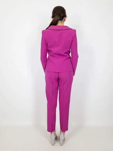 JEAN CRYÒ Tailleur elegante da cerimonia con giacca decorata e pantalone slim 35379