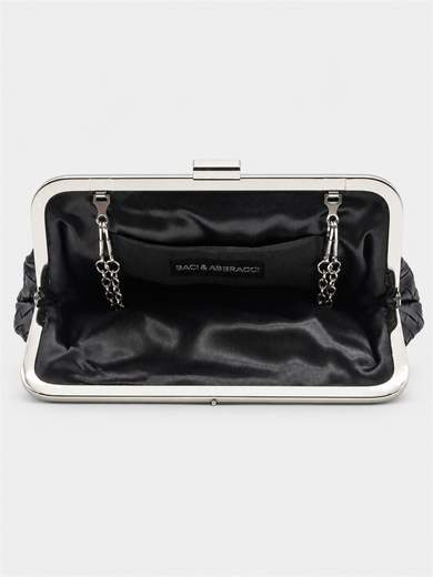 Pochette Nera Elegante da Cerimonia con Doppia Catenella