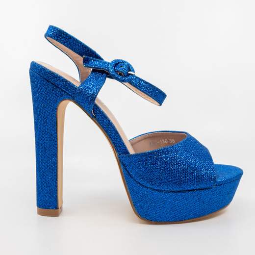CHIARA FOSCARI Sandali Blu Elettrico Eleganti Da Cerimonia Glitterati Con Plateau AHH-136-BLUETTE