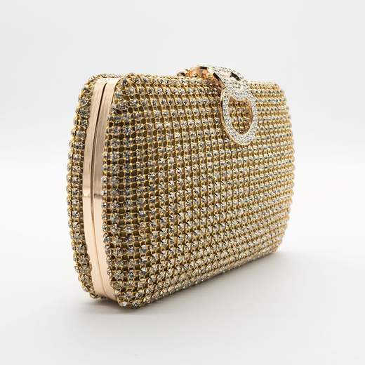 Pochette da Cerimonia con Strass e Chiusura Elegante - Oro