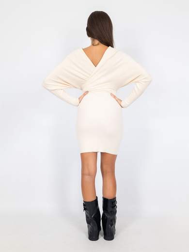 Maxi Maglia Vestito Scollo A V Incrociato Elasticizzato