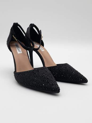 Black Formal Pumps with Rhinestones and 9 cm Heel A71-819-NERO