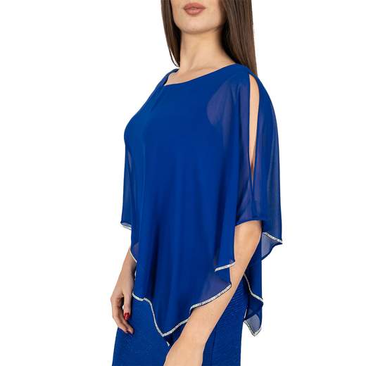 Abito Lungo Cerimonia Elegante Glitterato con Mantella