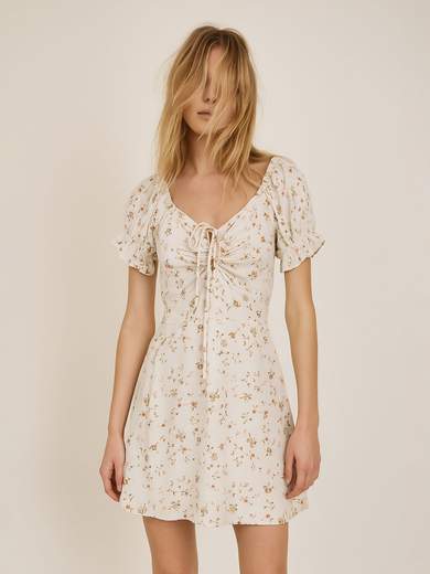 Bucle Vestito corto in viscosa con scollatura regolabile e arricciata A5295F81