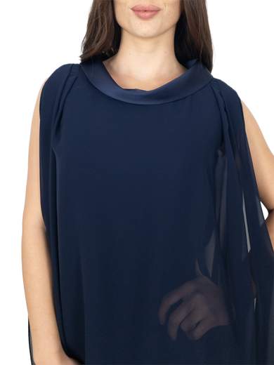 Completo Donna in Chiffon con Casacca Effetto Mantella e Pantalone Elegante