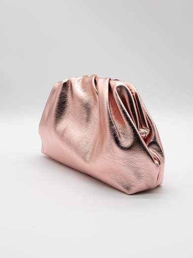 Shiny Champagne Evening Clutch Bag with Chain Strap
