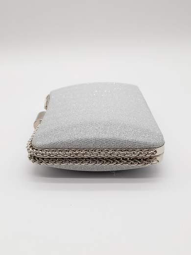 Rigid Silver Glitter Ceremony Pochette with Double Chain
