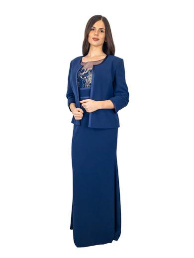 Abito a sirena con giacca per cerimonia mamma della sposa