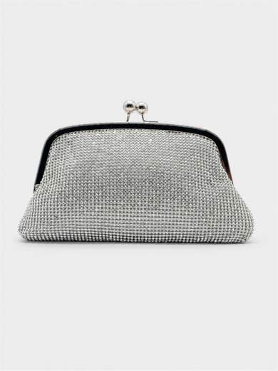 Silver Rhinestone Evening Clutch Bag
