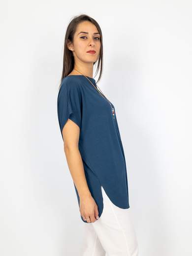 BLUE JOINT T-shirt Donna In Viscosa Basic Oversize Mezze Maniche
