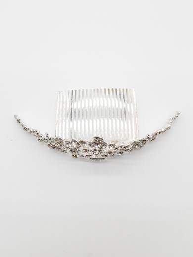 Pettine Diadema Argento con Strass per 18esimo Compleanno e Cerimonie