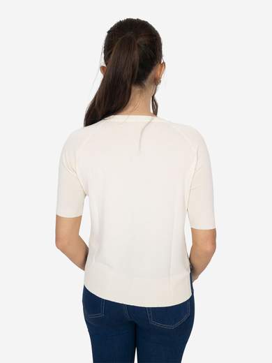 Maglia donna girocollo slim fit manica corta con spacchetti laterali