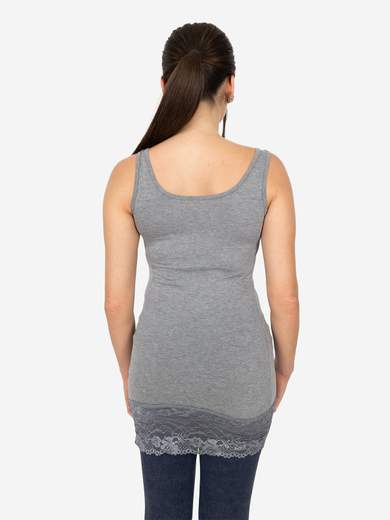 Canotta Donna Lunga Con Pizzo In Fondo Basic Per Leggings Slim Fit