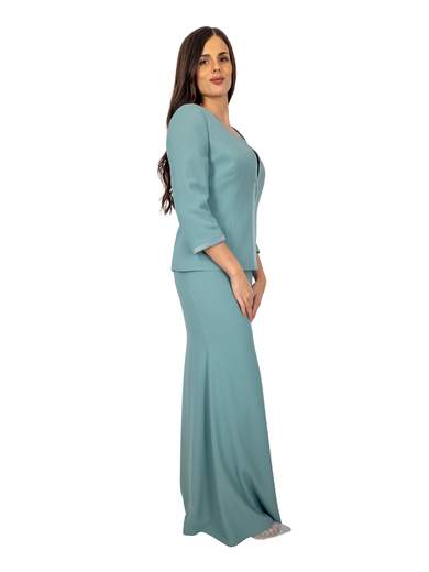 Abito a sirena con giacca per cerimonia mamma della sposa