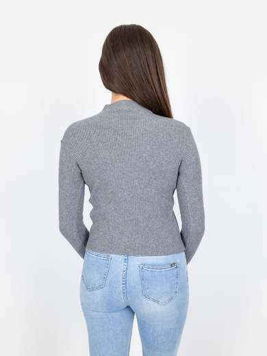 Maglia Pullover Donna Lupetto A Coste Aderente Invernale