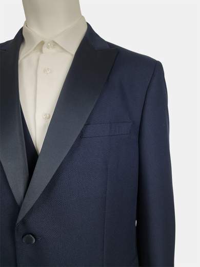 Men's Three-Piece Tailored Suit with Satin Lapels AB0556-D4