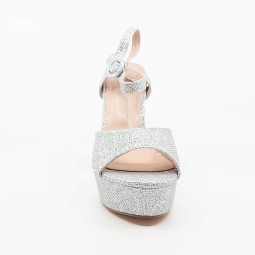 Sandali Argento Cerimonia Eleganti Con Plateau E Tacco Largo